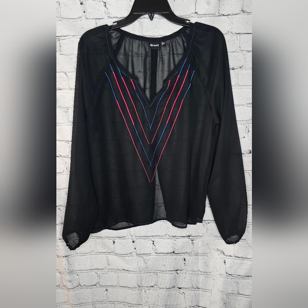 Cruel Sheer Long Sleeve Blouse Size Medium
